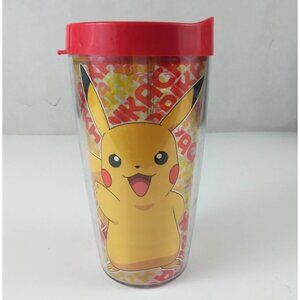 2016 Pokémon Nintendo Red & Yellow Pikachu 16oz Tumbler With Lid Made In USA